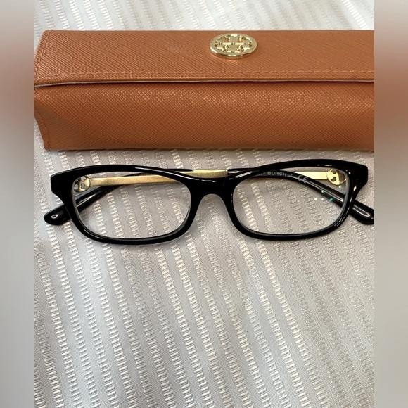 Tory Burch Black and Gold Glasses with Tan Case.Model TY 2106 1798 Gold On Black - Picture 1 of 7